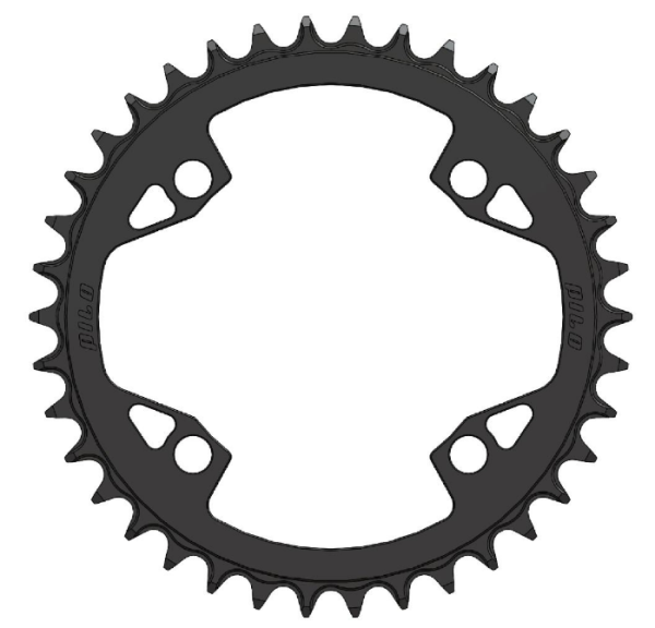 PILO 38T Narrow Wide CNC Chainring Shimano Hyperglide+ 104 BCD (0mm offset) Black Hard Anodized