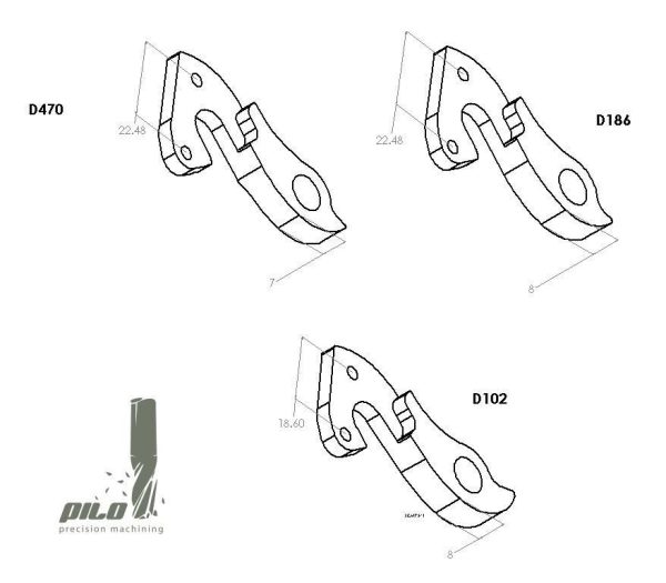 PILO D102 CNC – Gear mech derailleur hanger – Orange - Stevens - Pinarello etc - Image 2