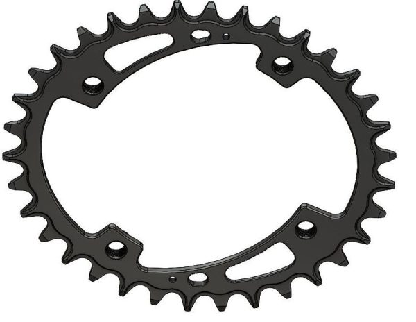 PILO 34T Narrow Wide CNC ELLIPTICAL Chainring Shimano 104 BCD  Black Hard Anodized - Image 2