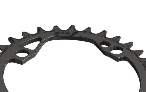 PILO 34T Narrow Wide CNC ELLIPTICAL Chainring Shimano 104 BCD (0mm offset) Black Hard Anodized - Image 3