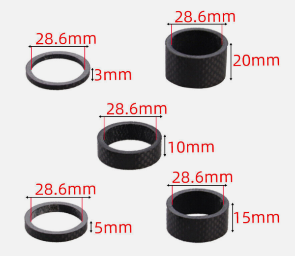 Carbon headset spacer kit for 28.6mm steerer (1 1/8") 5pcs - Image 2